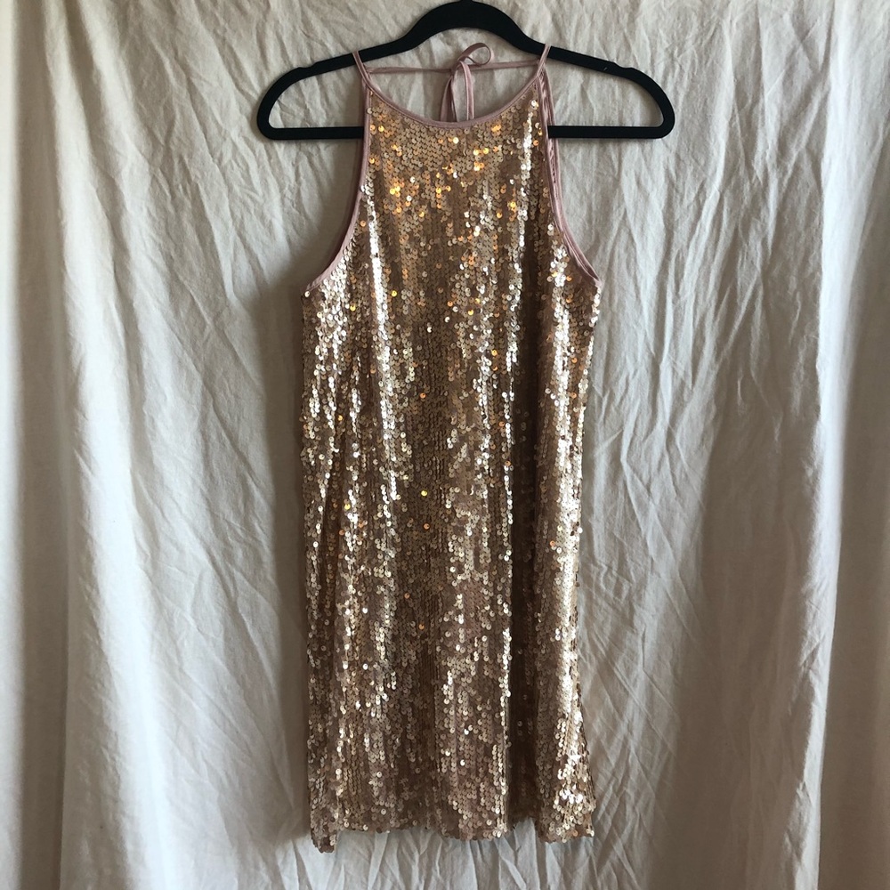 Blush pink sequin mini